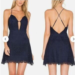 LOVERS + FRIENDS Orchard Navy Blue Lace Mini Dress